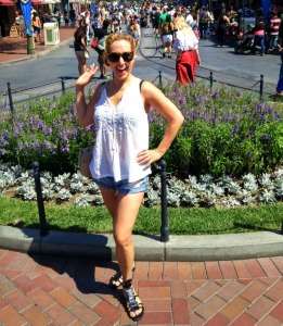 Coffee at Downtown disney. Notice the fab sandals pre bandaids. Chaneling Peter Pan's Crocodile?