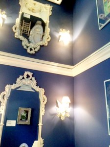 Mirrors in the bathroom, interesting views. Ha. But I adore the color blue she picked.